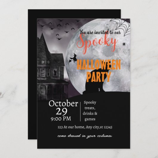 Spooky bewitching halloween thema Uitnodiging (Voorkant / Achterkant)