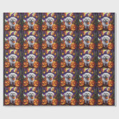 Spooky Bichon Frise Halloween heks en pompoen Cadeaupapier (Vlak)