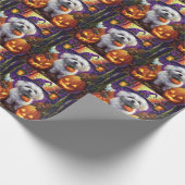Spooky Bichon Frise Halloween heks en pompoen Cadeaupapier (Hoek)