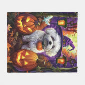Spooky Bichon Frise Halloween heks en pompoen Fleece Deken (Voorkant (Horizontaal))