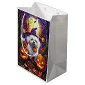 Spooky Bichon Frise Halloween heks en pompoen Medium Cadeauzakje (Achterkant Gekanteld)