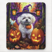 Spooky Bichon Frise Halloween heks en pompoen Muismat (Voorkant)