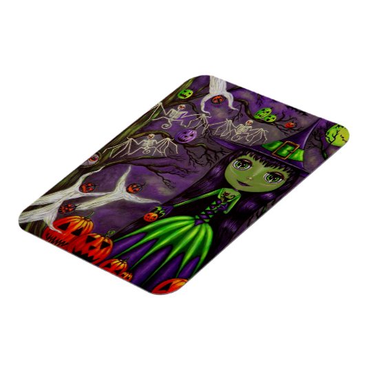 Spooky Big Eye Witch Bat Skeletons Ghosts Booo! Magneet (Linkerzijde)