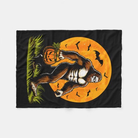 Spooky Bigfoot Halloween Pumpkin Funny Halloween S Fleece Deken (Voorkant (Horizontaal))