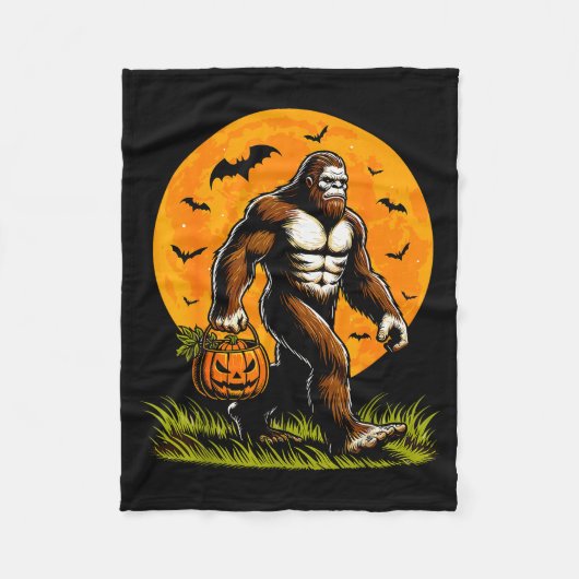 Spooky Bigfoot Halloween Pumpkin Funny Halloween S Fleece Deken (Voorkant)