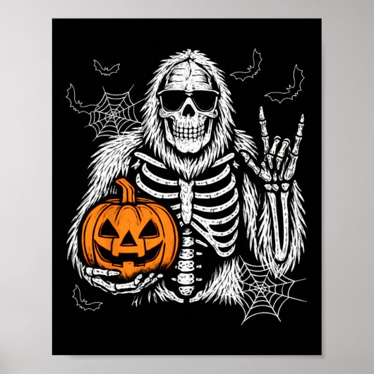 Spooky Bigfoot Jack O Lantern Skelet Halloween B Poster (Voorkant)