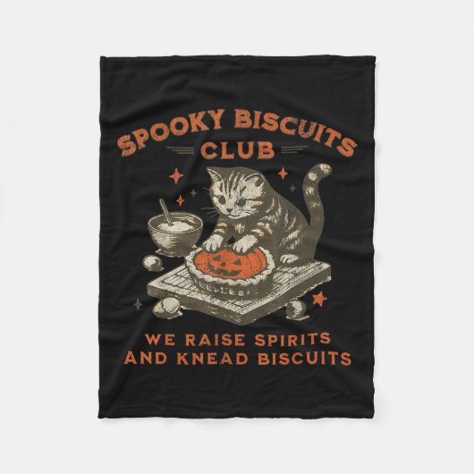 Spooky Biscuits Club Cat, Grappig Halloween Bakken Fleece Deken (Voorkant)