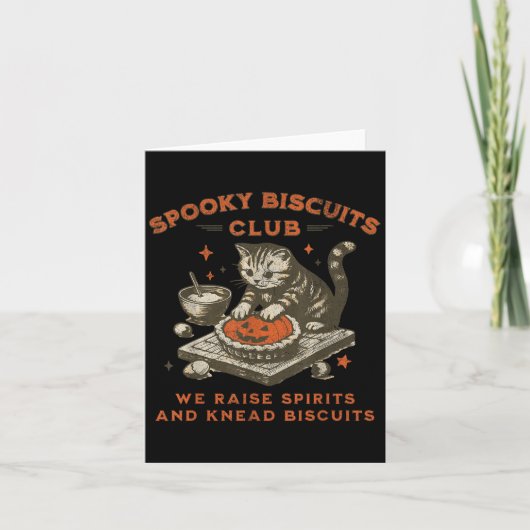 Spooky Biscuits Club Cat, Grappig Halloween Bakken Kaart (Voorkant)