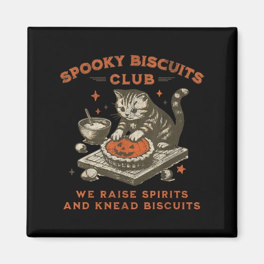 Spooky Biscuits Club Cat, Grappig Halloween Bakken Magneet (Voorkant)