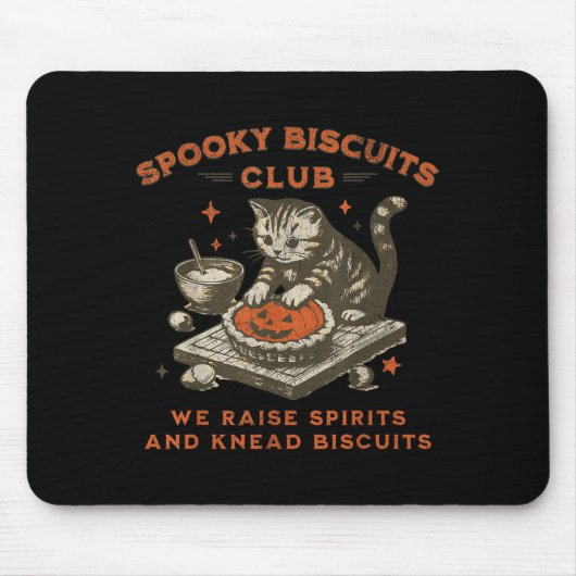 Spooky Biscuits Club Cat, Grappig Halloween Bakken Muismat (Voorkant)