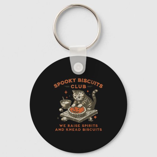 Spooky Biscuits Club Cat, Grappig Halloween Bakken Sleutelhanger (Voorkant)