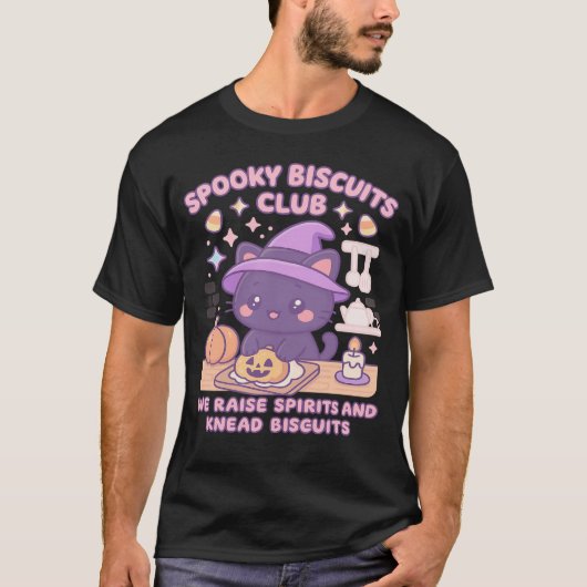 Spooky Biscuits Club Cat Halloween Funny Baking T-shirt (Voorkant)