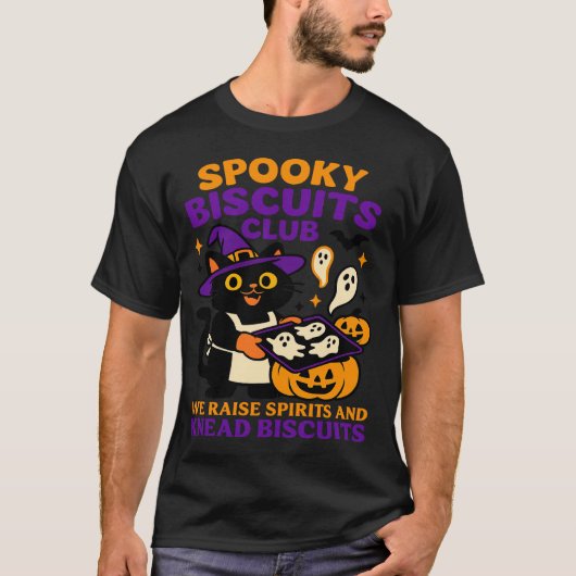Spooky Biscuits Club Cat Halloween Funny Baking  T-shirt (Voorkant)