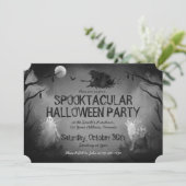 Spooky Black and White Halloween Party Kaart (Staand voorkant)