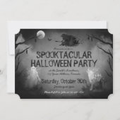 Spooky Black and White Halloween Party Kaart (Voorkant)