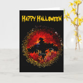 Spooky Black Bat Halloween Kaart (Gele Bloem)