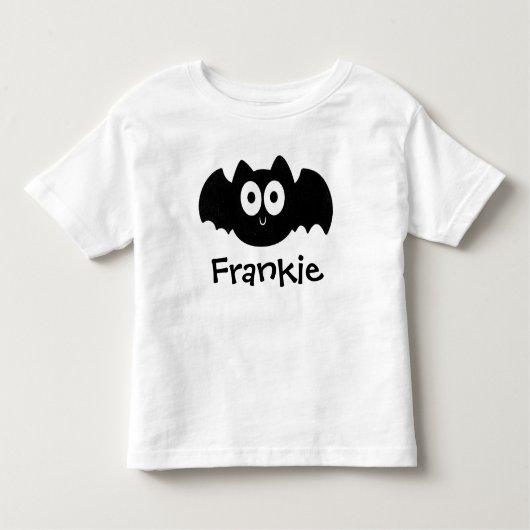 Spooky Black Bat Halloween Persoonlijke naam Kinder Shirts (Voorkant)