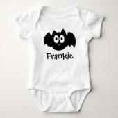 Spooky Black Bat Halloween Persoonlijke naam Romper (Voorkant)