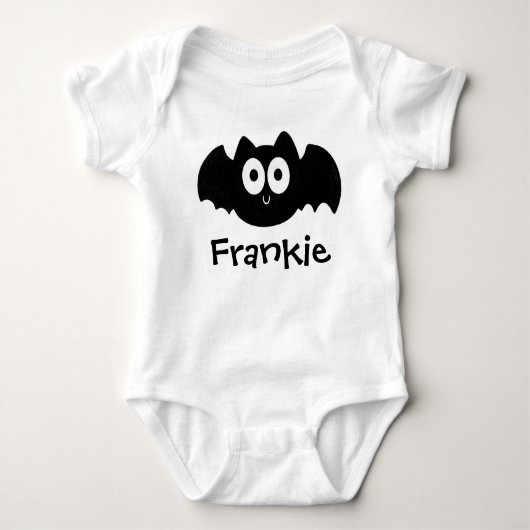 Spooky Black Bat Halloween Persoonlijke naam Romper (Voorkant)