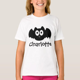 Spooky Black Bat Halloween Persoonlijke naam T-shirt