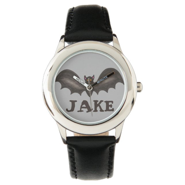 Spooky Black Bat Halloween Trick or treat Horloge (Voorkant)