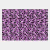 Spooky Black Bat Pattern op Grungy Paarse Inpakpapier Vel (Voorkant 3)