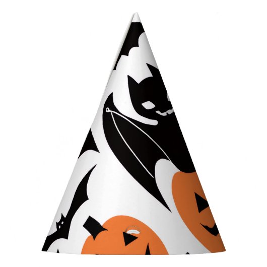 Spooky Black Bats, Ghosts Pumpkins Halloween Feesthoedjes (Links)