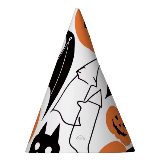 Spooky Black Bats, Ghosts Pumpkins Halloween Feesthoedjes (Rechts)