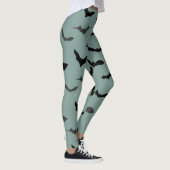 Spooky Black Bats Pattern Halloween Leggings (Rechts)