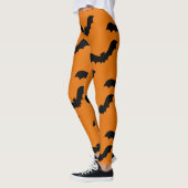Spooky Black Bats Pattern Halloween Sinaasappel Leggings (Links)