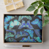 Spooky Black Blue Butterfly en Moth Tissue Paper Tissuepapier (Geschenk)