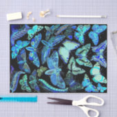 Spooky Black Blue Butterfly en Moth Tissue Paper Tissuepapier (Craft)