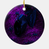 Spooky Black Blue Roos, Black Spiders, Paars, ZSG Keramisch Ornament (Achterkant)