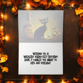 Spooky Black Cat and Skull Halloween Verjaardag Kaart