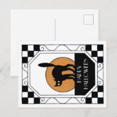 Spooky Black Cat - Art Deco Briefkaart (Voorkant / Achterkant)