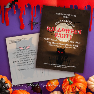 Spooky Black Cat & Bats Halloween Invitation Briefkaart