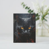 Spooky Black Cat Briefkaart (Staand voorkant)