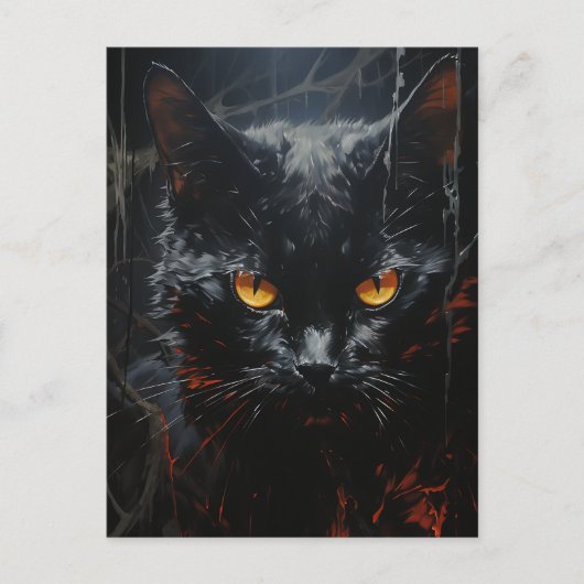Spooky Black Cat Briefkaart (Voorkant)
