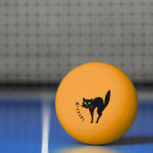 Spooky Black Cat Custom Name Sinaasappel Fun Party Pingpongbal (Net)
