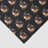 Spooky Black Cat en Jack-o-Lantern Sinaasappel Tissuepapier (Detail)