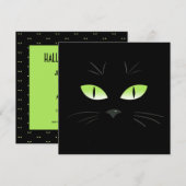 Spooky Black Cat Face Halloween Party Kaart (Voorkant / Achterkant)