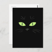 Spooky Black Cat Face Happy Halloween Briefkaart (Voorkant / Achterkant)