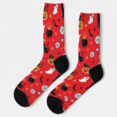 Spooky Black Cat & Ghost Halloween Pattern Socks Sokken (Links)