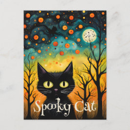 Spooky Black Cat Halloween Briefkaart