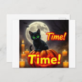 Spooky Black Cat Halloween Briefkaart (Voorkant / Achterkant)