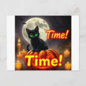 Spooky Black Cat Halloween Briefkaart (Voorkant)