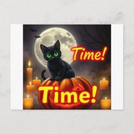 Spooky Black Cat Halloween Briefkaart