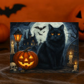 Spooky Black Cat Halloween Briefkaart