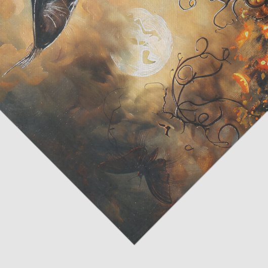 Spooky Black Cat Halloween Decoupage Tissuepapier (Detail)