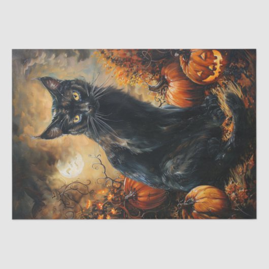 Spooky Black Cat Halloween Decoupage Tissuepapier (Voorkant)